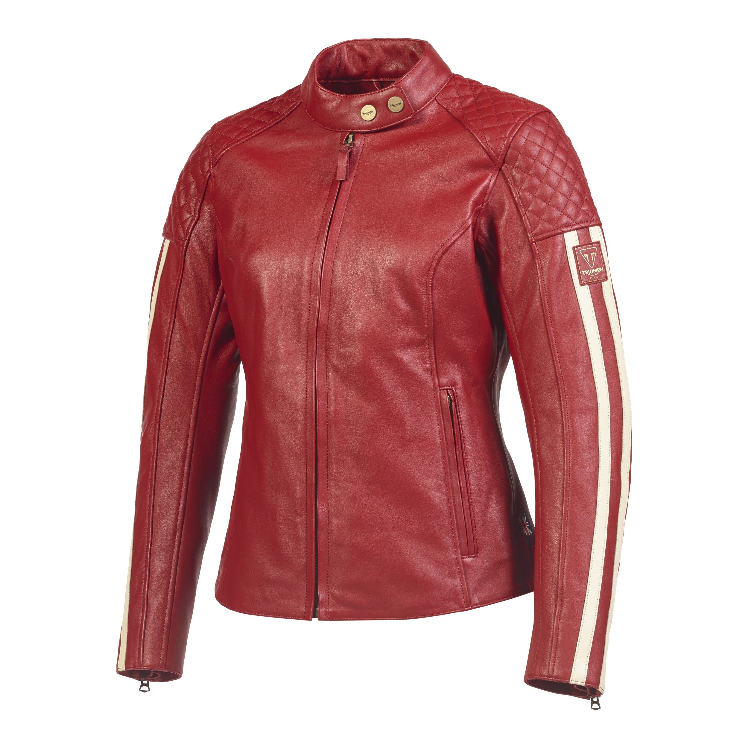 Ladies Braddan Sport Red Leather Jacket Triumph