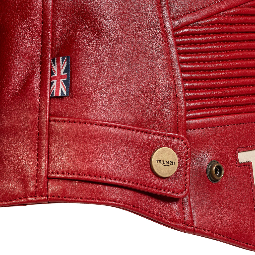 Ladies Braddan Sport Red Leather Jacket Triumph