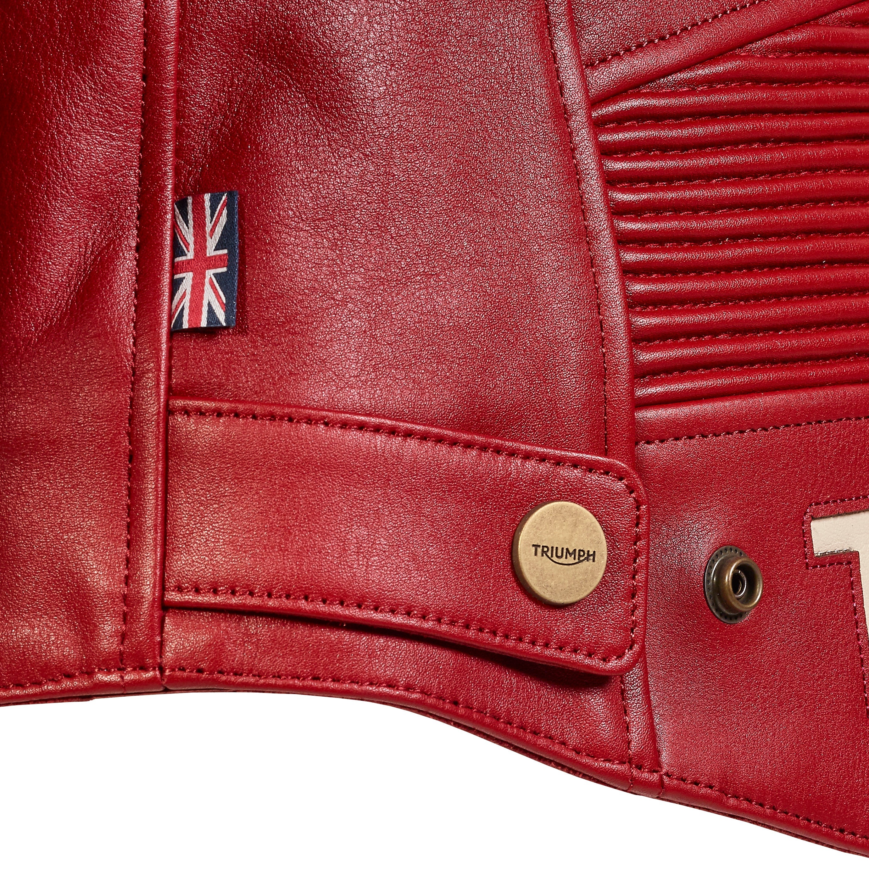 Ladies Braddan Sport Red Leather Jacket Triumph