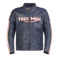 Braddan Blue Retro Air Race Leather Jacket Triumph