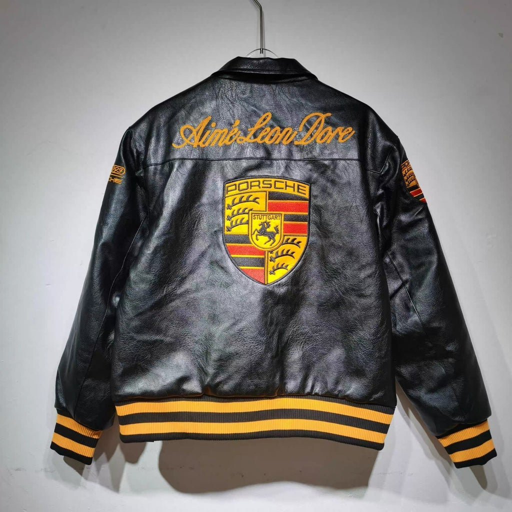 Porche Leather Vintage Racing Jacket Ex Race Gear