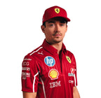 Scuderia Ferrari 2025 team polo Endless Racegear red polo with Ferrari shield sponsor logos and cap