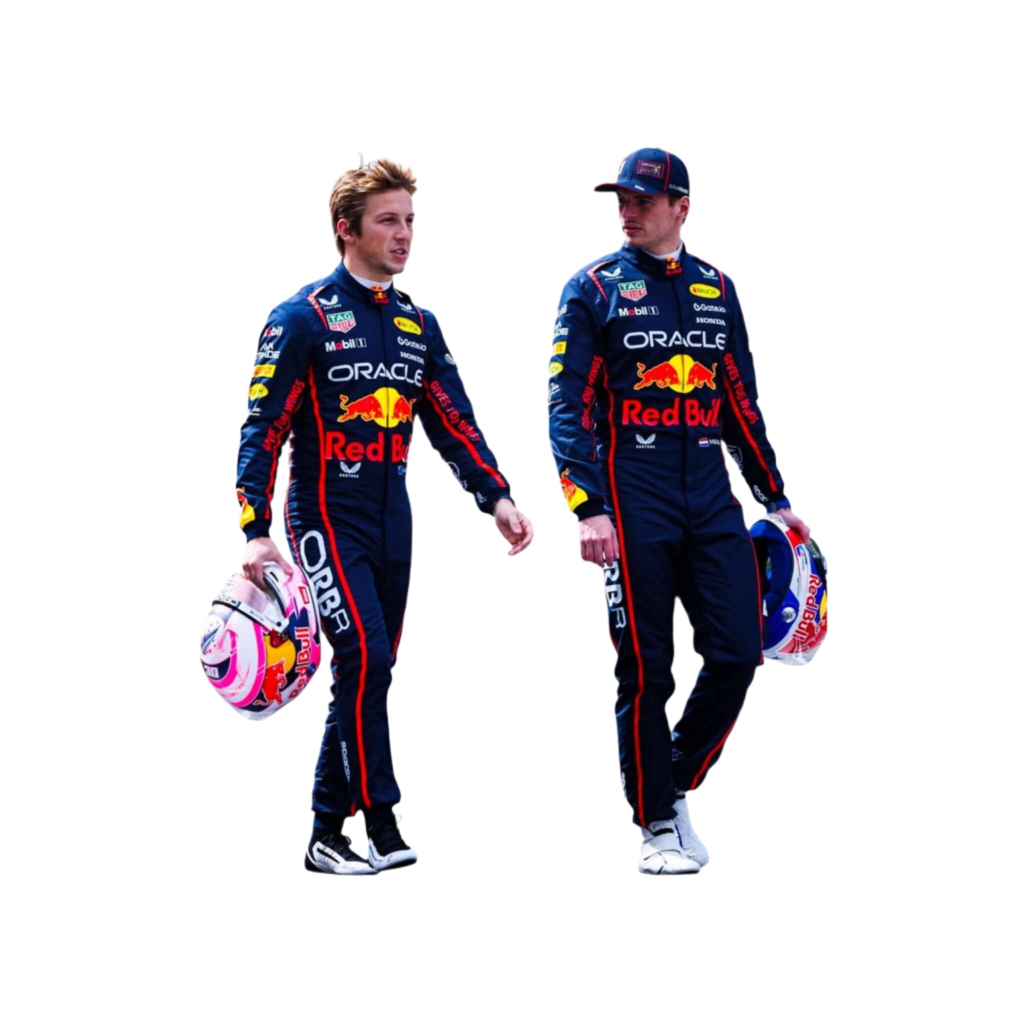 Endless Racegear Liam Lawson 2025 Red Bull Racing Suit navy F1 suit with Oracle and Red Bull logos and helmet