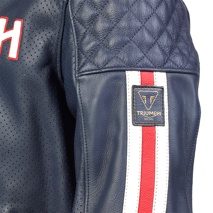 Braddan Blue Retro Air Race Leather Jacket - Endless Racegear