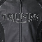 Triple Perforated Black Leather Jacket Triumph