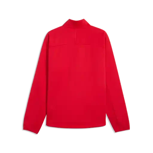 Softshell jacket, red, back view with high collar
