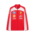 Red softshell jacket with white panels, full-zip front, Puma logo and team crests